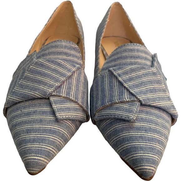 NWT NINE WEST Womens' Blue & White Pinstripe Pointed Toe Kitten Heels Sz 5.5 - Picture 5 of 8
